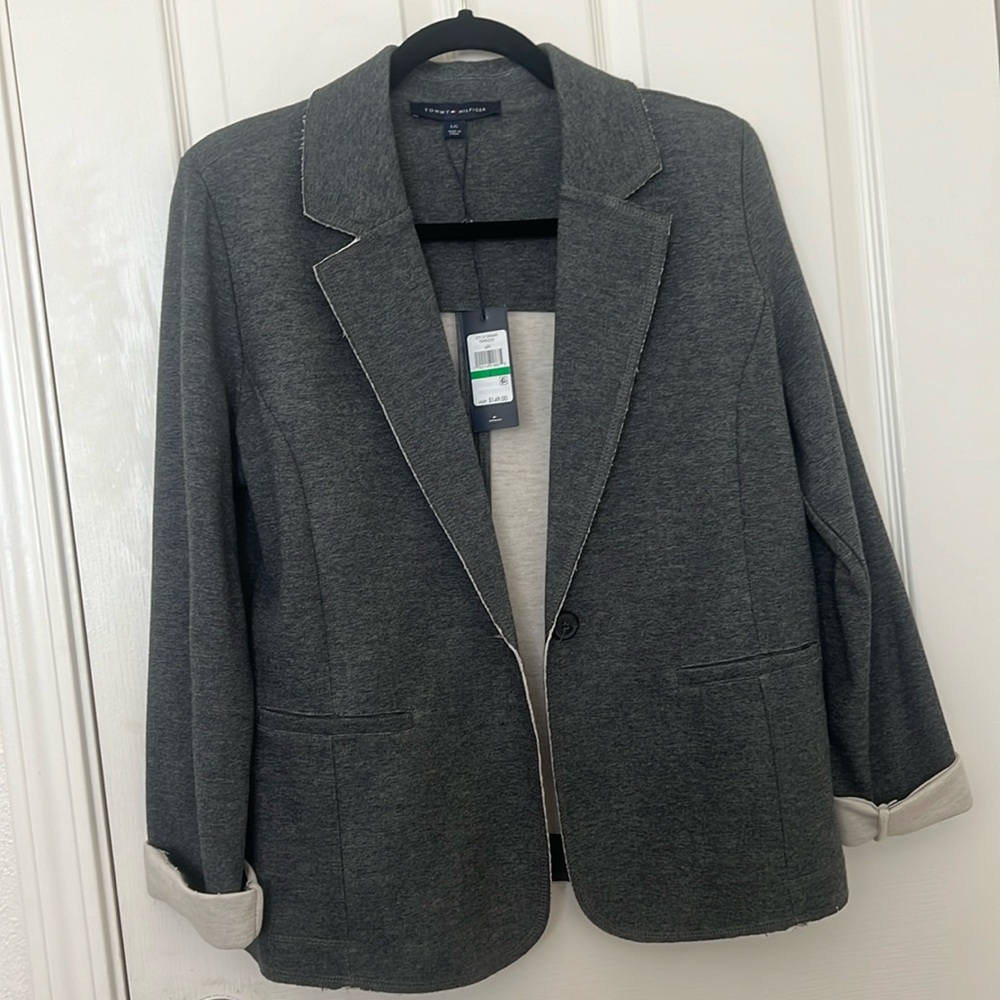 Dark grey semi distressed blazer